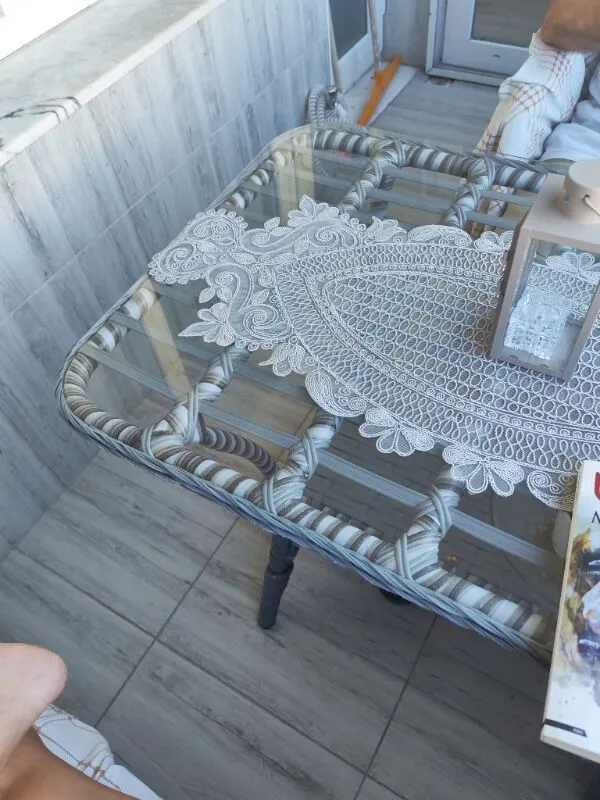 Kartepe 2 1 1 Rattan Bahçe Balkon Takımı,kahve Örgü/krem Kumaş