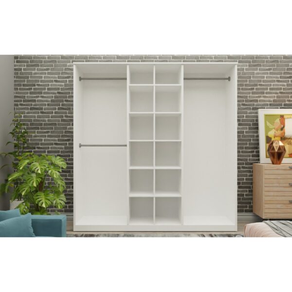 Metalia Gm 081 Favorite 6 Kapılı Aynalı Beyaz Siyah Kulplu Gardırop
