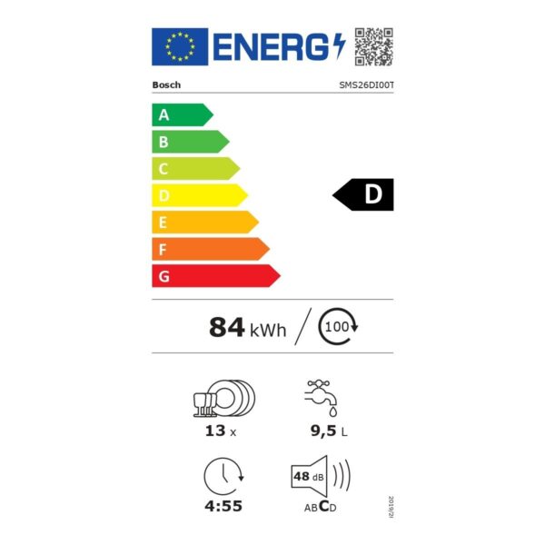 Bosch SMS26DI00T D Enerji Sınıfı 6 Programlı Solo Bulaşık Makinesi