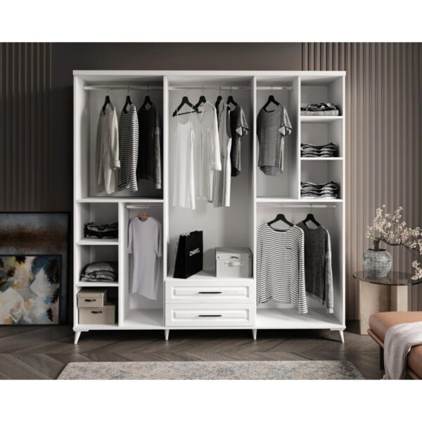 Guneystore Ücretsiz Montaj – %100 MDF Gözde 6 Kapaklı Beyaz Yatak Odası Takımı