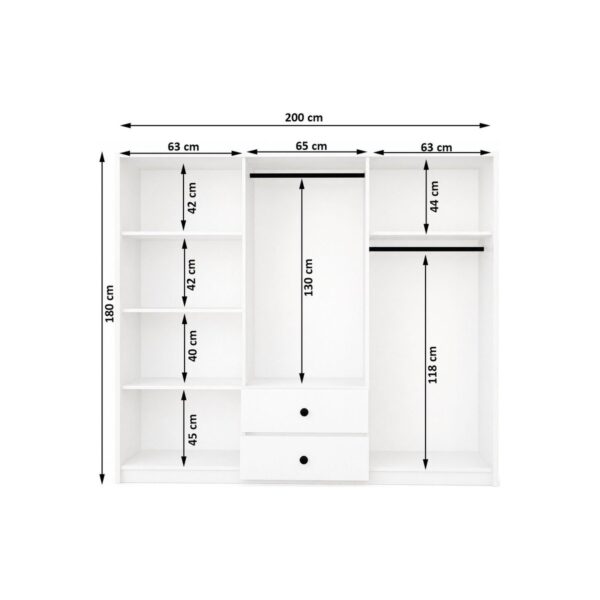 Metalia Gm 069 Delüx 6 Kapı 2 Çekmeceli Düğme Kulplu Gardırop