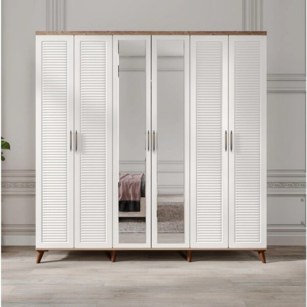 Macera Mobilya Paris 6 Kapaklı Komple Mdf Beyaz Yatak Odası Takımı