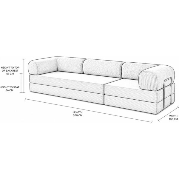 MONAMI Dechome 300 X100 Modüler Sünger Kanepe ve Yatak | 22 Dns | Taşınabilir, Yatak Olabilen |