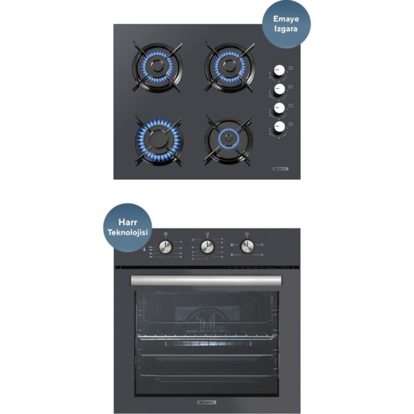 Kumtel Antrasit 2’li Ankastre Cam Set (B66-SF2(MT) + KO-40TAHDF)