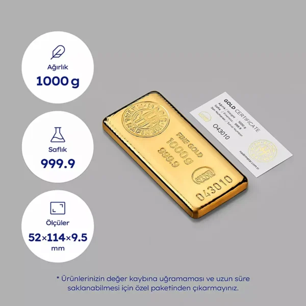 1 Kg Külçe Altın (24 Ayar 999,9)