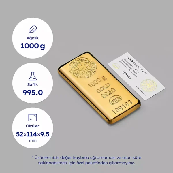 1 Kg Külçe Altın (24 Ayar 995,0)