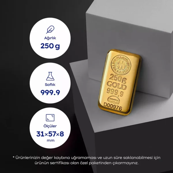 250 Gram Külçe Altın (24 Ayar 999,9)
