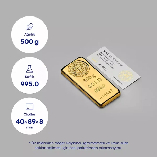 500 Gram Külçe Altın (24 Ayar 995,0)