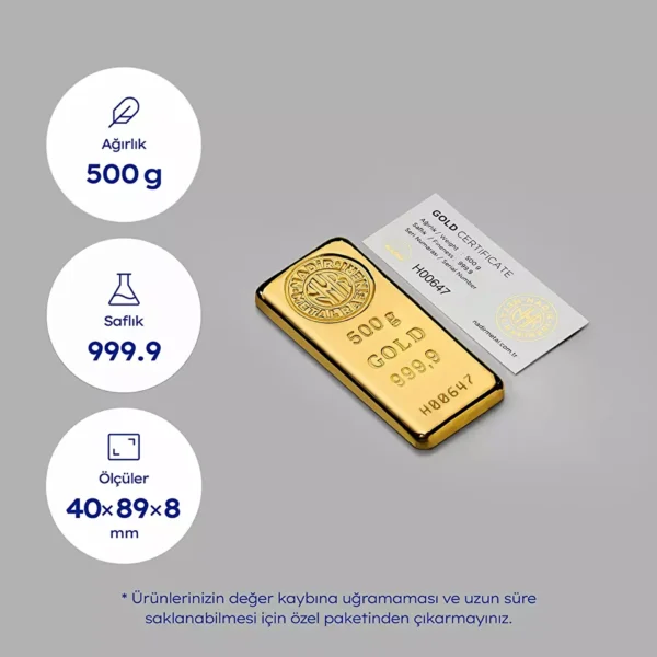 500 Gram Külçe Altın (24 Ayar 999,9)